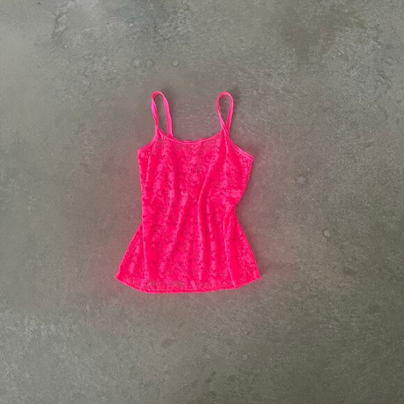 Hot Pink women’s Cami Lace Tank Strap barbie sexy sleep layer y2k M 6 cunty - Picture 1 of 4